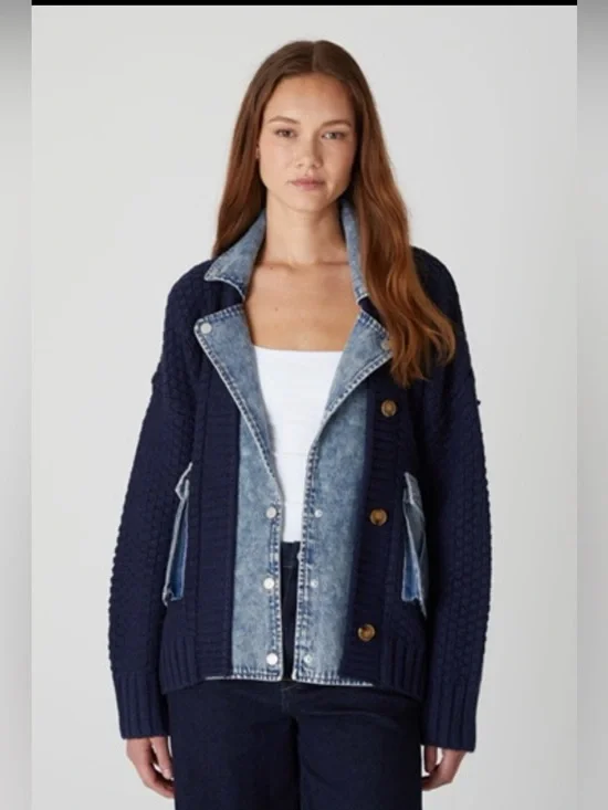 Anthropologie✨Blank NYC Top Pick Sweater Jacket- Navy - Picture 5 of 5